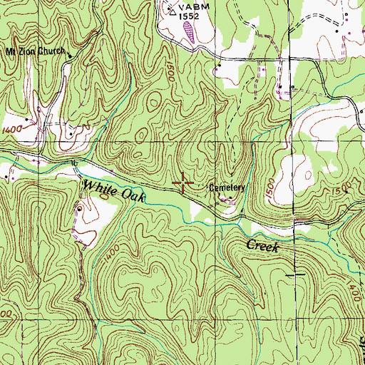 Topographic Map of Whiteoak Church (historical), TN