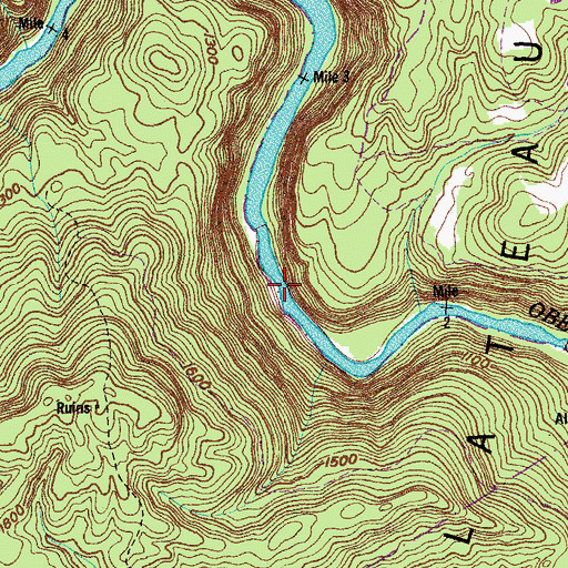 Topographic Map of Widow Maker Rapids, TN