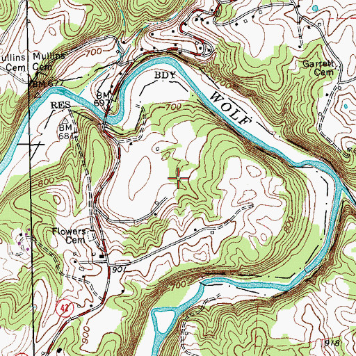Topographic Map of Backbone Ford, TN