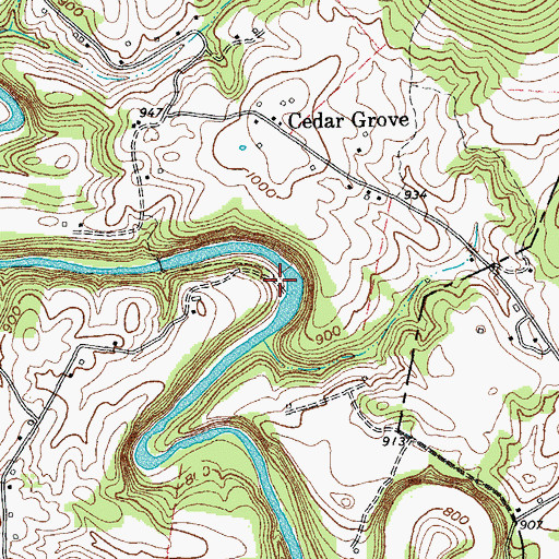 Topographic Map of Beatty Mill (historical), TN
