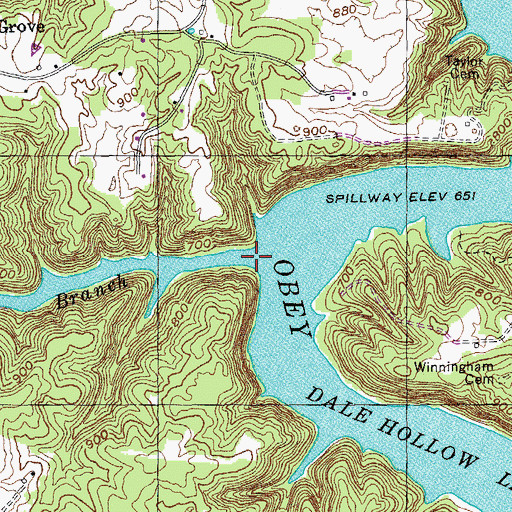 Topographic Map of Big Hollow, TN