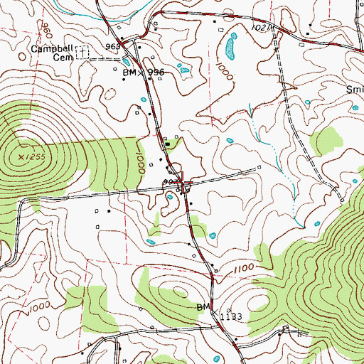 Topographic Map of Conley Crossroads (historical), TN