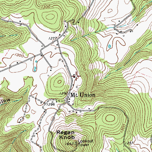 Topographic Map of Mount Union School (historical), TN