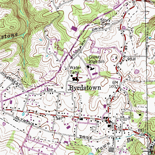 Topographic Map of Pickett County Elementary School, TN