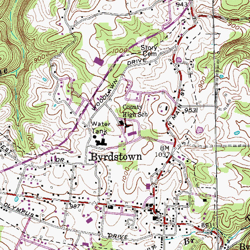 Topographic Map of Pickett County High School, TN