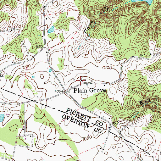 Topographic Map of Plain Grove School (historical), TN
