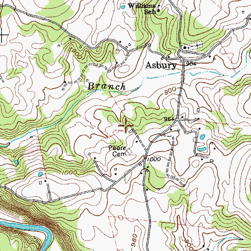 Topographic Map of Porter Poole Mill (historical), TN