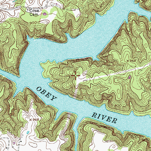Topographic Map of Pryor Bend, TN