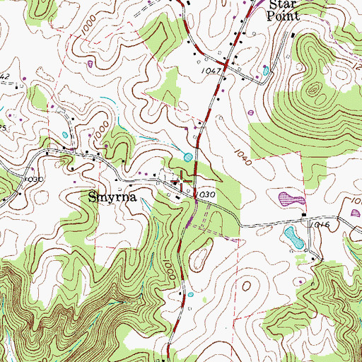 Topographic Map of Smyrna Church, TN