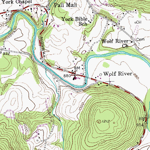 Topographic Map of Leffew Mine, TN