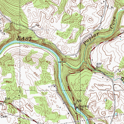 Topographic Map of Poplar Cove, TN