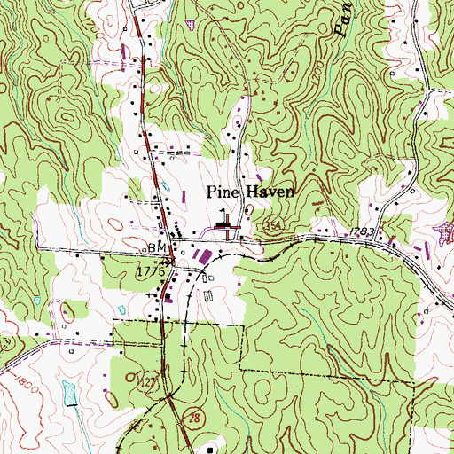 Topographic Map of Pine Haven Elementary School, TN
