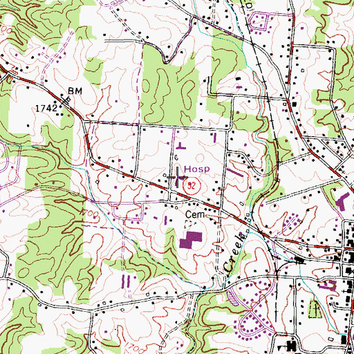 Topographic Map of Jamestown Regional Medical Center, TN