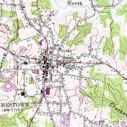 Topographic Map of Fentress County Court House, TN