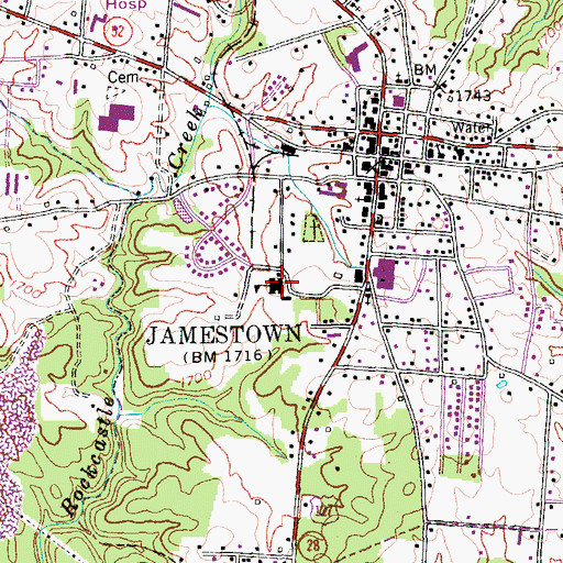 Topographic Map of York Elementary School, TN