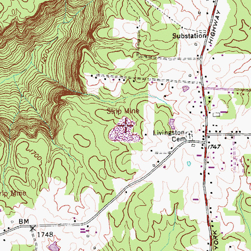 Topographic Map of David Crockett Mine, TN