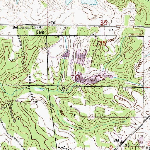 Topographic Map of Charlie Moseley Dam Number 1, AL
