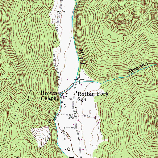 Topographic Map of Brooks Creek, TN