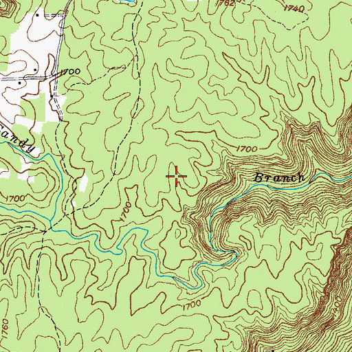 Topographic Map of Buck Branch, TN