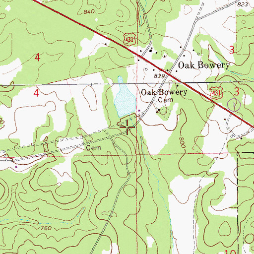 Topographic Map of Clay Floyd Dam, AL