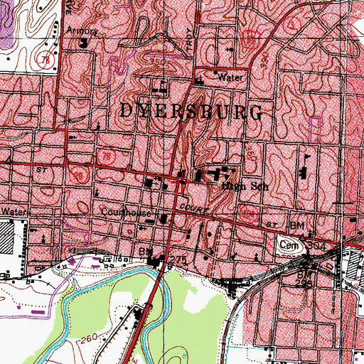 Topographic Map of Baird-Dulany Hospital (historical), TN