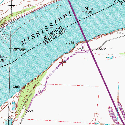 Topographic Map of Booth Point Dikes, TN