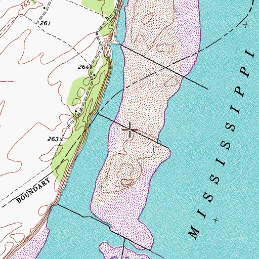 Topographic Map of Cottonwood Point Dikes, TN