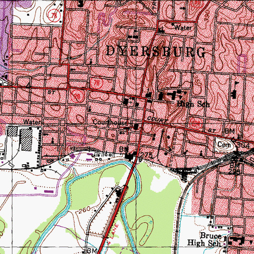 Topographic Map of Dyersburg City Hall, TN