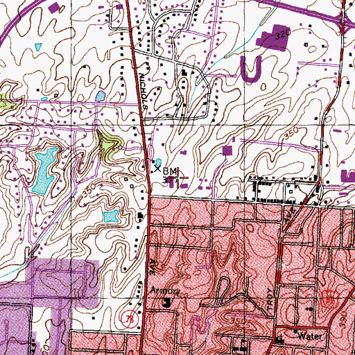 Topographic Map of Dyersburg State Community College, TN