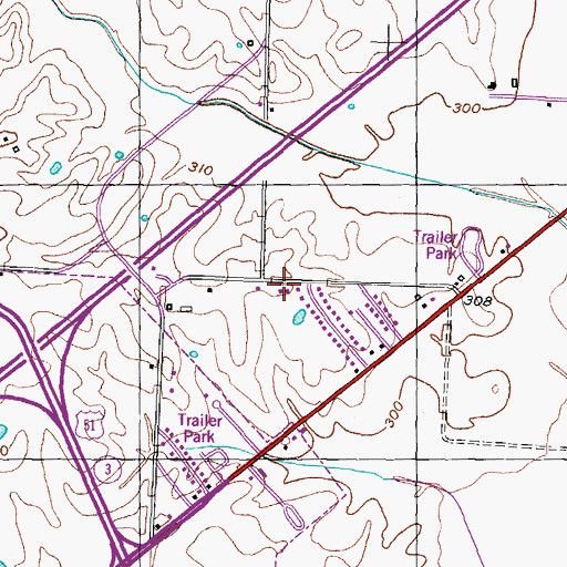 Topographic Map of Fort Hudson School (historical), TN