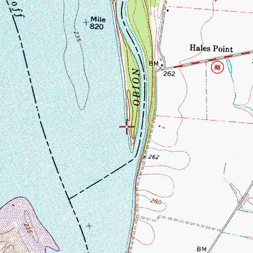 Topographic Map of Hales Point Landing, TN