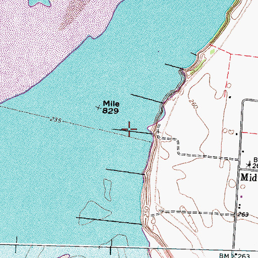 Topographic Map of Head of Island Number Twentyone Dikes, TN