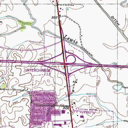 Topographic Map of Interchange 13, TN