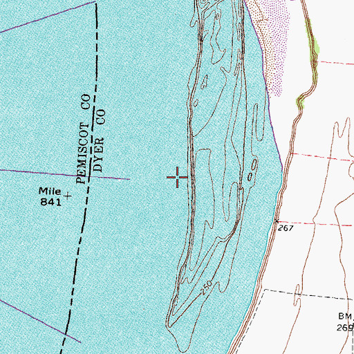 Topographic Map of Linwood Bend, TN
