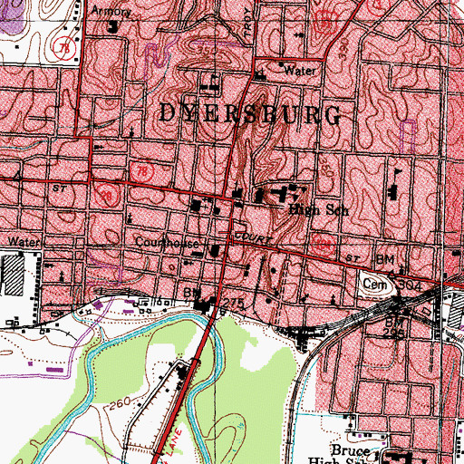 Topographic Map of McIvers Grant Public Library, TN