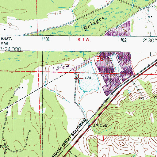 Topographic Map of T H Spree Eight Feet Dam, AL