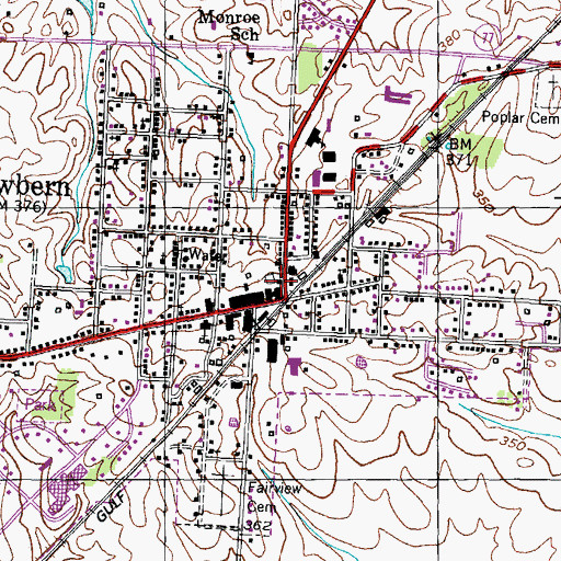 Topographic Map of Newbern City Library, TN