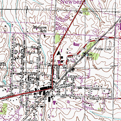 Topographic Map of Newbern Grammar School, TN