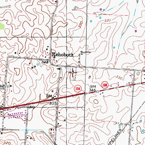 Topographic Map of Rehoboth Cemetery, TN