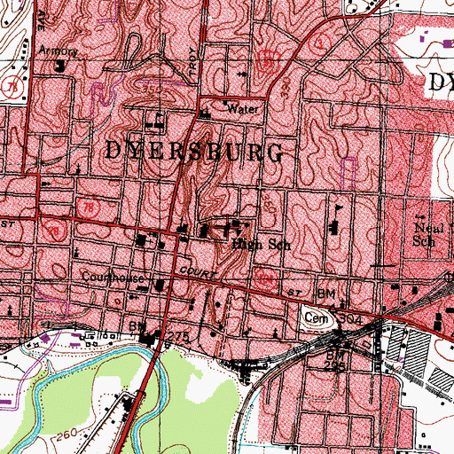 Topographic Map of Science Hill School (historical), TN