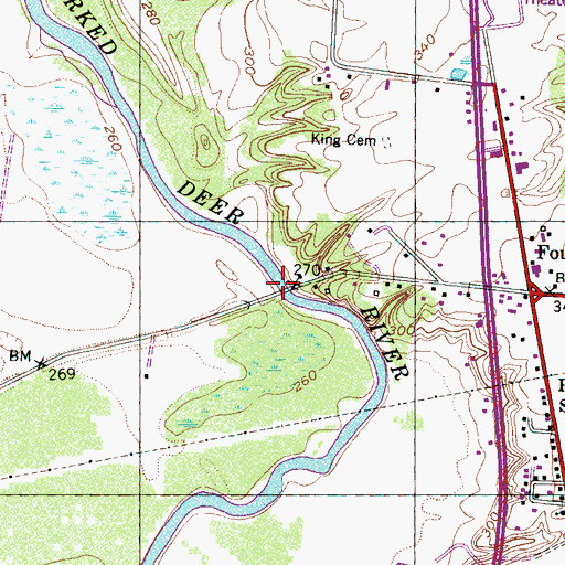 Topographic Map of Yellow Bluff Bridge, TN