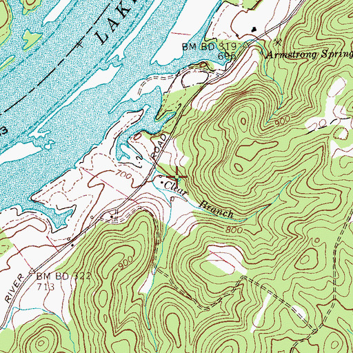 Topographic Map of Ashley Spring, TN