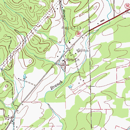 Topographic Map of Beta Cemetery, TN