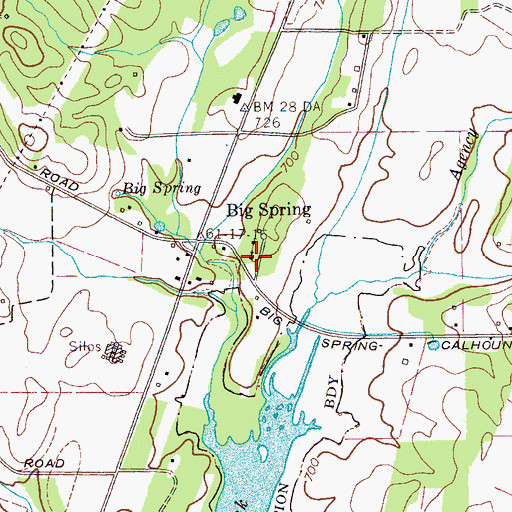 Topographic Map of Big Springs Church of Christ, TN