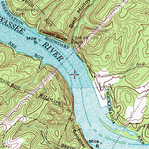 Topographic Map of Bunker Hill Ferry (historical), TN
