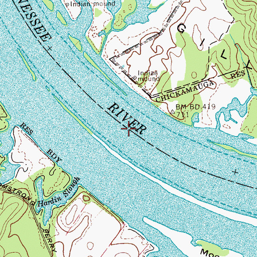 Topographic Map of Chatten Spring School (historical), TN