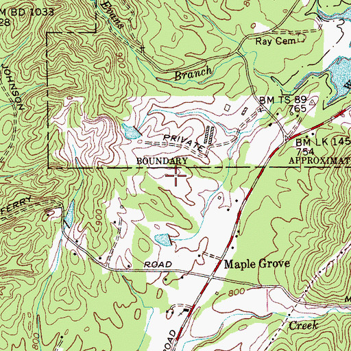 Topographic Map of Cooley Cemetery, TN