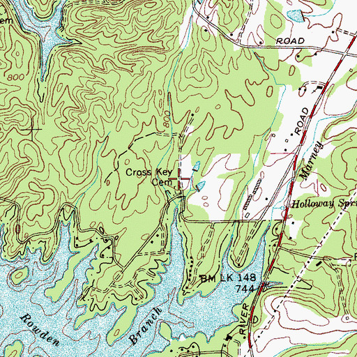 Topographic Map of Cross Key Chapel (historical), TN