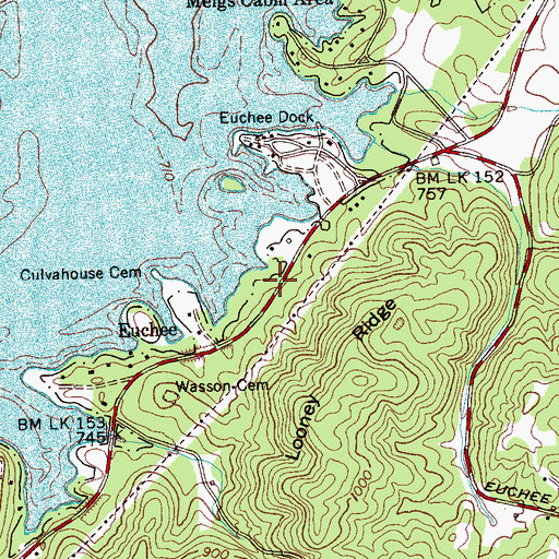 Topographic Map of Euchee School (historical), TN