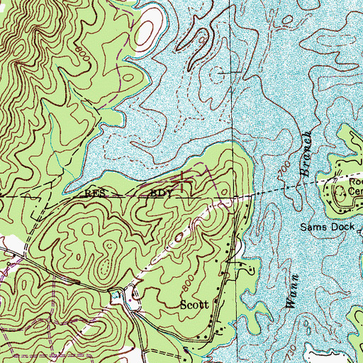 Topographic Map of Foshee Pass Recreation Area, TN